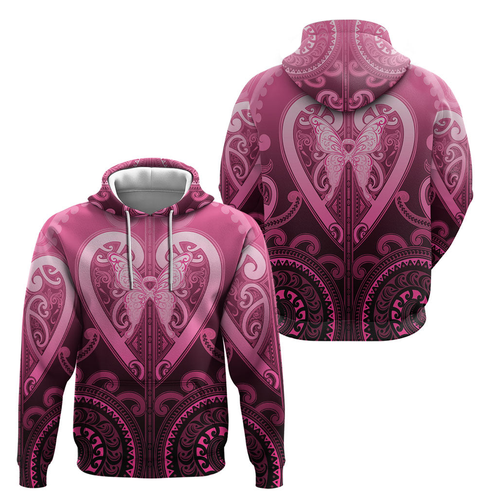 Aotearoa Breast Cancer Hoodie Maori Tribal Pattern LT05 - Polynesian Pride