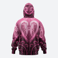 Aotearoa Breast Cancer Hoodie Maori Tribal Pattern LT05 - Polynesian Pride