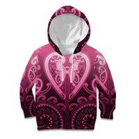 Aotearoa Breast Cancer Kid Hoodie Maori Tribal Pattern LT05 Hoodie Pink - Polynesian Pride