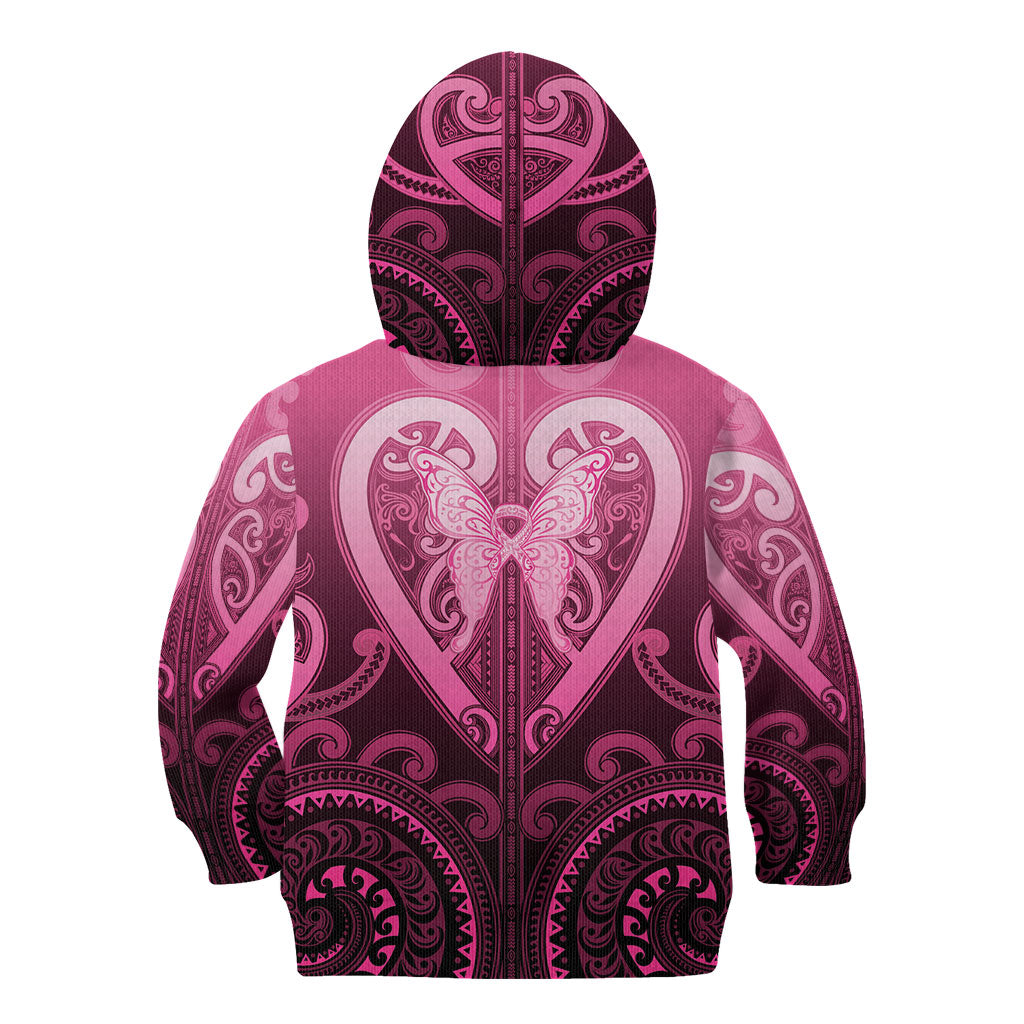 Aotearoa Breast Cancer Kid Hoodie Maori Tribal Pattern LT05 - Polynesian Pride