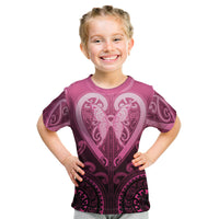 Aotearoa Breast Cancer Kid T Shirt Maori Tribal Pattern LT05 Pink - Polynesian Pride