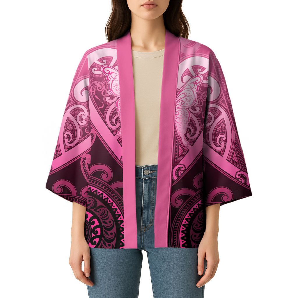 Aotearoa Breast Cancer Kimono Maori Tribal Pattern LT05 - Polynesian Pride
