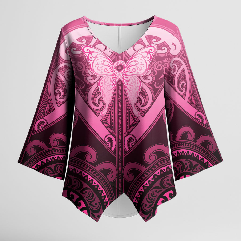 Aotearoa Breast Cancer Kimono Sleeve Blouse Maori Tribal Pattern LT05 Female Pink - Polynesian Pride