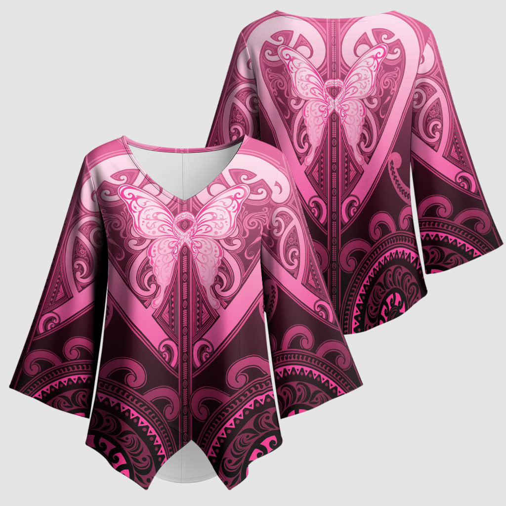 Aotearoa Breast Cancer Kimono Sleeve Blouse Maori Tribal Pattern LT05 - Polynesian Pride