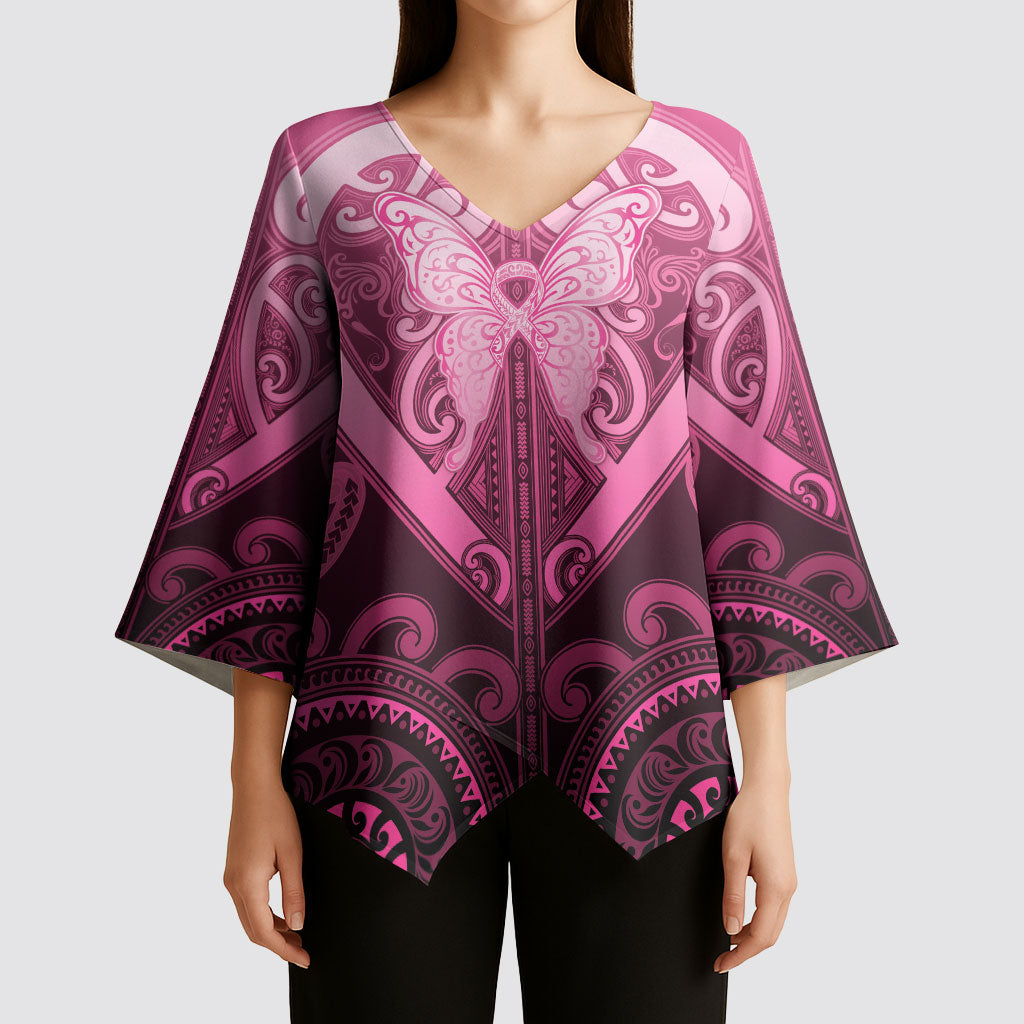 Aotearoa Breast Cancer Kimono Sleeve Blouse Maori Tribal Pattern LT05 - Polynesian Pride