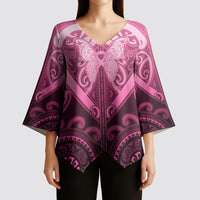Aotearoa Breast Cancer Kimono Sleeve Blouse Maori Tribal Pattern LT05 - Polynesian Pride