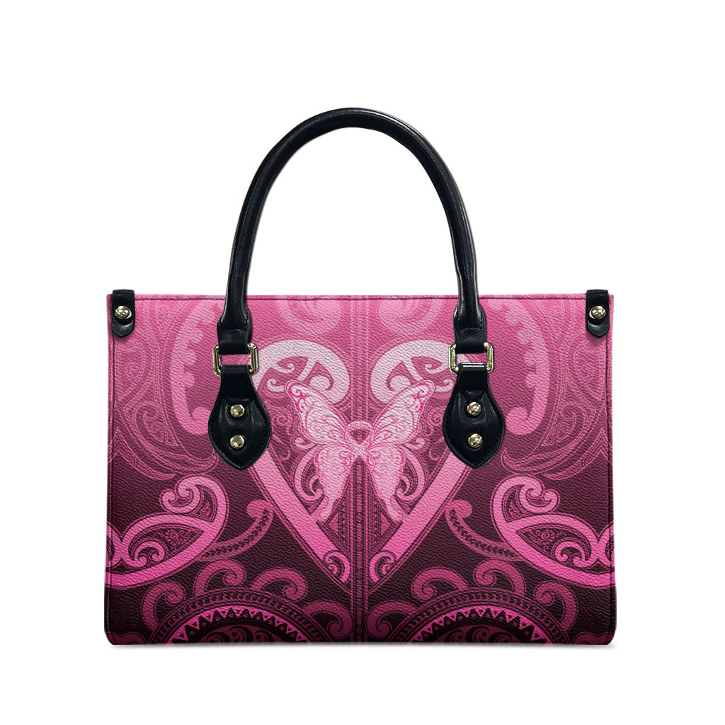 Aotearoa Breast Cancer Leather Bag Maori Tribal Pattern LT05 - Polynesian Pride