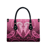 Aotearoa Breast Cancer Leather Bag Maori Tribal Pattern LT05 - Polynesian Pride