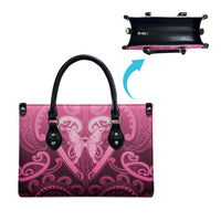 Aotearoa Breast Cancer Leather Bag Maori Tribal Pattern LT05 - Polynesian Pride