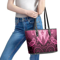Aotearoa Breast Cancer Leather Tote Bag Maori Tribal Pattern LT05 - Polynesian Pride