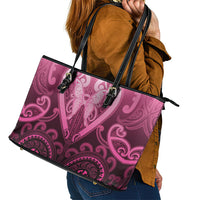 Aotearoa Breast Cancer Leather Tote Bag Maori Tribal Pattern LT05 - Polynesian Pride