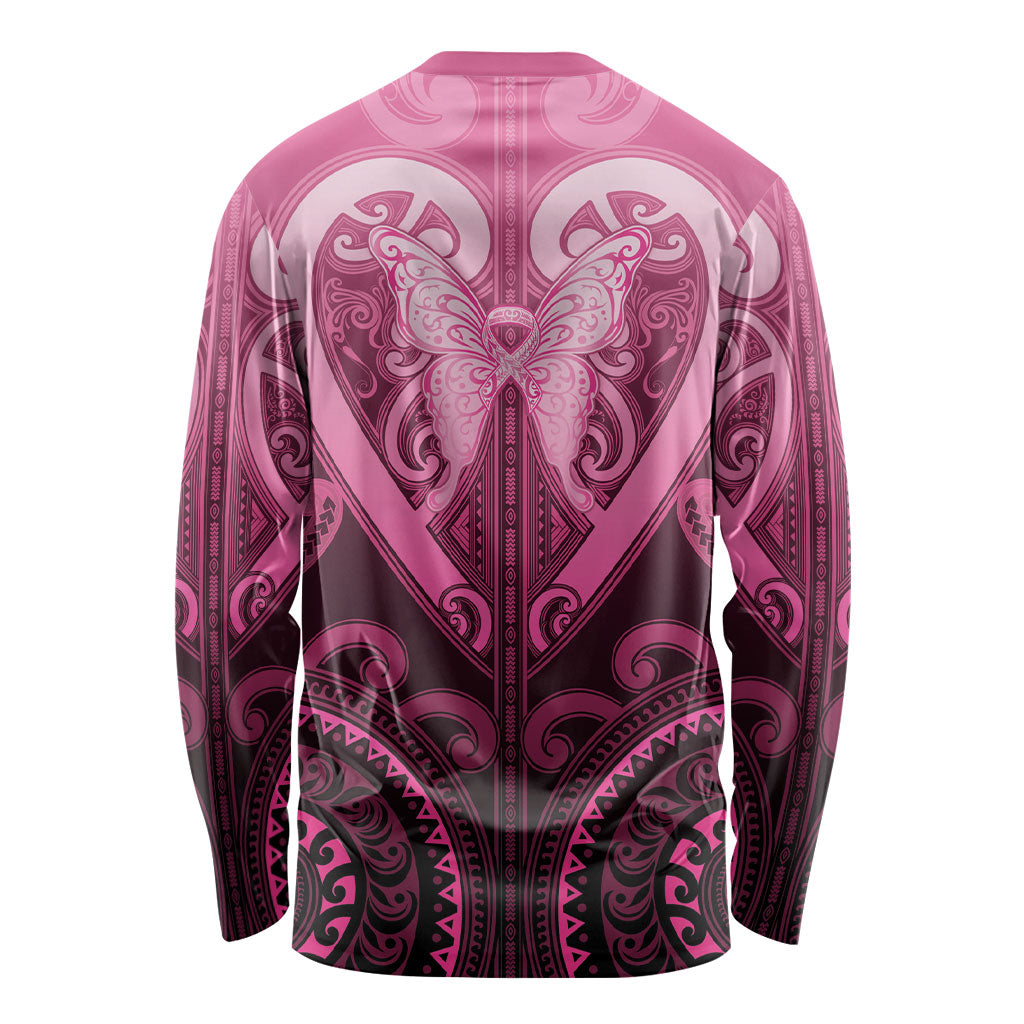 Aotearoa Breast Cancer Long Sleeve Shirt Maori Tribal Pattern LT05 - Polynesian Pride
