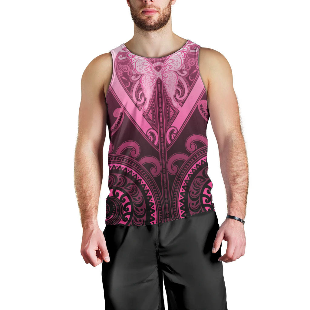 Aotearoa Breast Cancer Men Tank Top Maori Tribal Pattern LT05 - Polynesian Pride