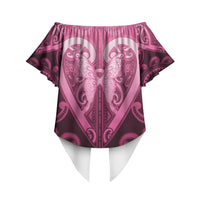Aotearoa Breast Cancer Off Shoulder Wrap Waist Top Maori Tribal Pattern LT05 - Polynesian Pride