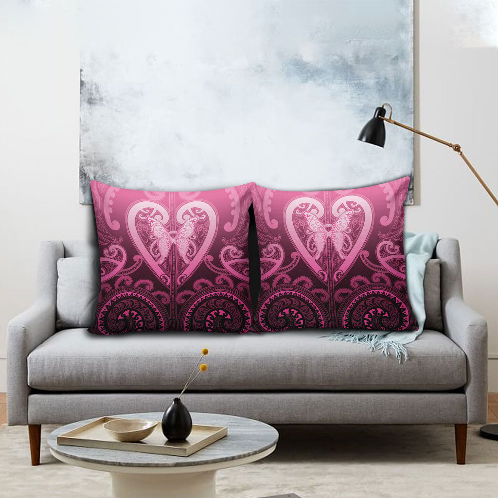 Aotearoa Breast Cancer Pillow Cover Maori Tribal Pattern LT05 - Polynesian Pride