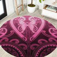 Aotearoa Breast Cancer Round Carpet Maori Tribal Pattern LT05 Pink - Polynesian Pride