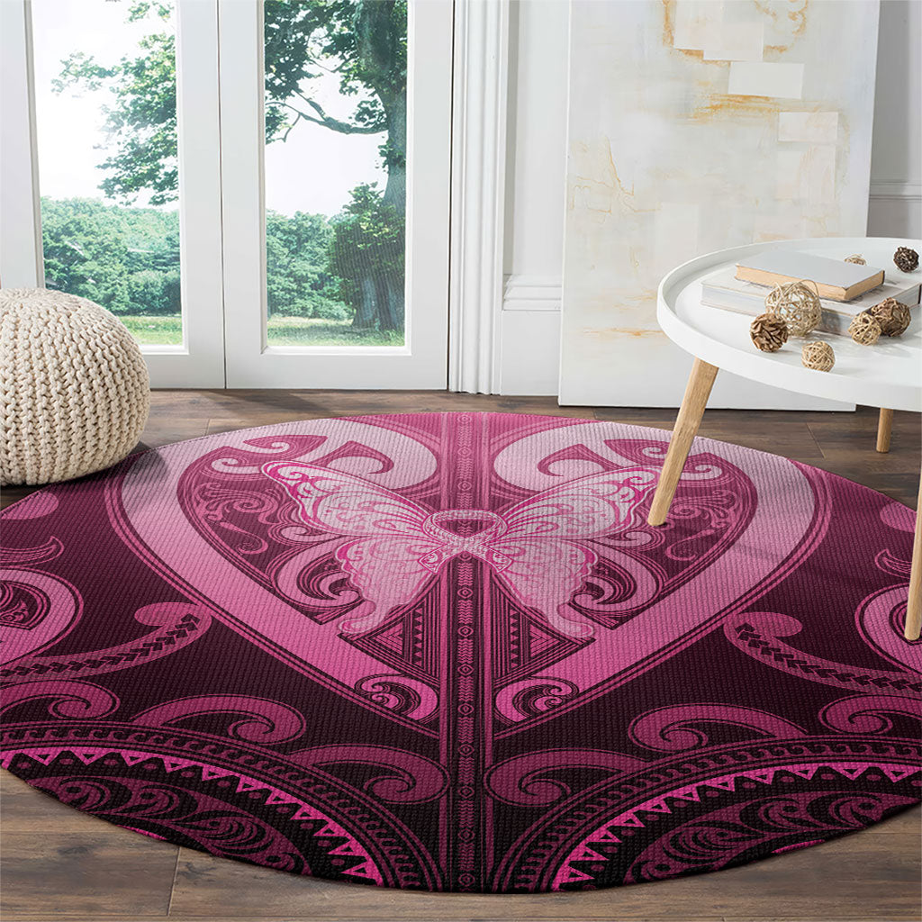 Aotearoa Breast Cancer Round Carpet Maori Tribal Pattern LT05 - Polynesian Pride