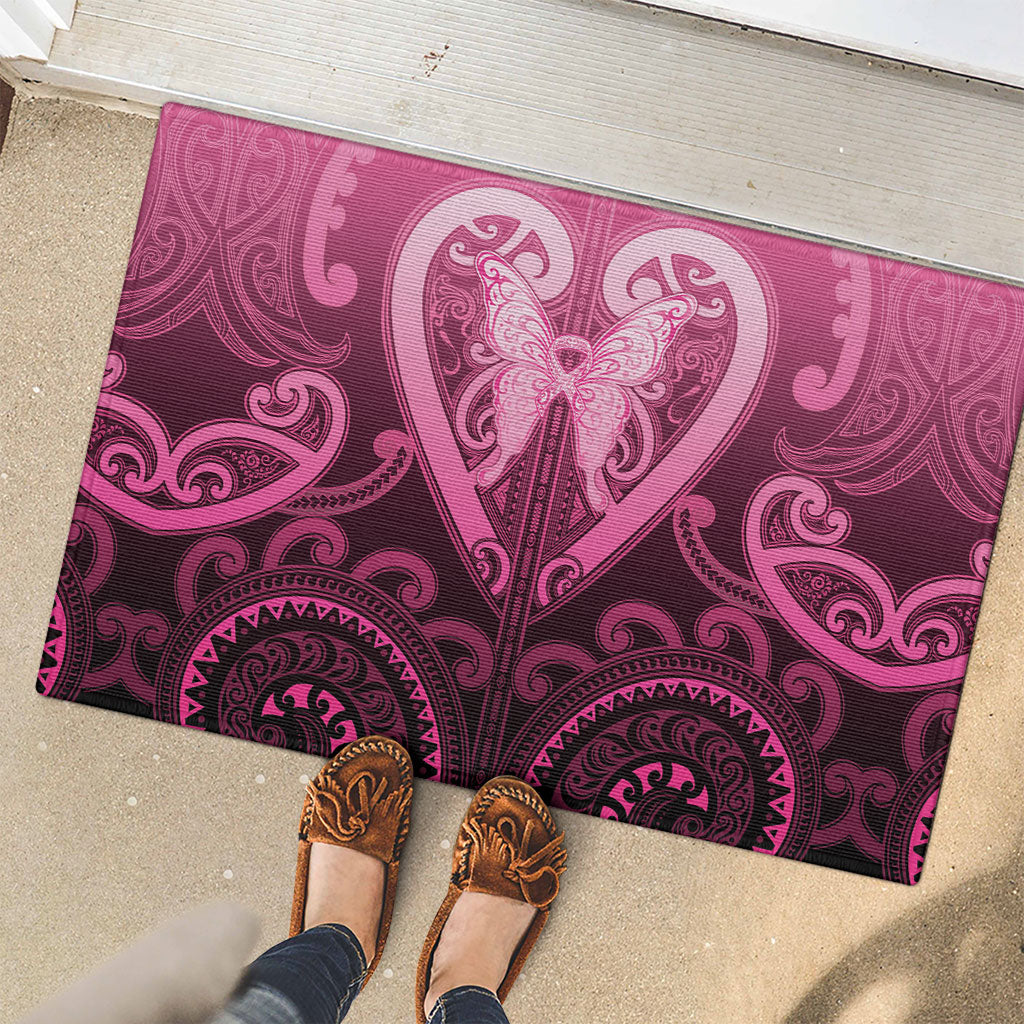 Aotearoa Breast Cancer Rubber Doormat Maori Tribal Pattern LT05 - Polynesian Pride