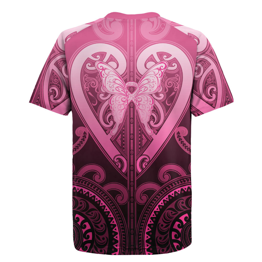 Aotearoa Breast Cancer Rugby Jersey Maori Tribal Pattern LT05 - Polynesian Pride