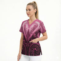 Aotearoa Breast Cancer Scrub Top Maori Tribal Pattern LT05 - Polynesian Pride