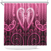 Aotearoa Breast Cancer Shower Curtain Maori Tribal Pattern LT05 Pink - Polynesian Pride