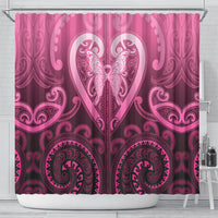 Aotearoa Breast Cancer Shower Curtain Maori Tribal Pattern LT05 - Polynesian Pride