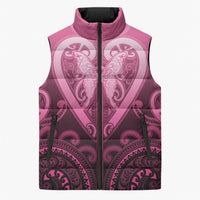 Aotearoa Breast Cancer Sleeveless Puffer Jacket Maori Tribal Pattern LT05 Unisex Pink - Polynesian Pride