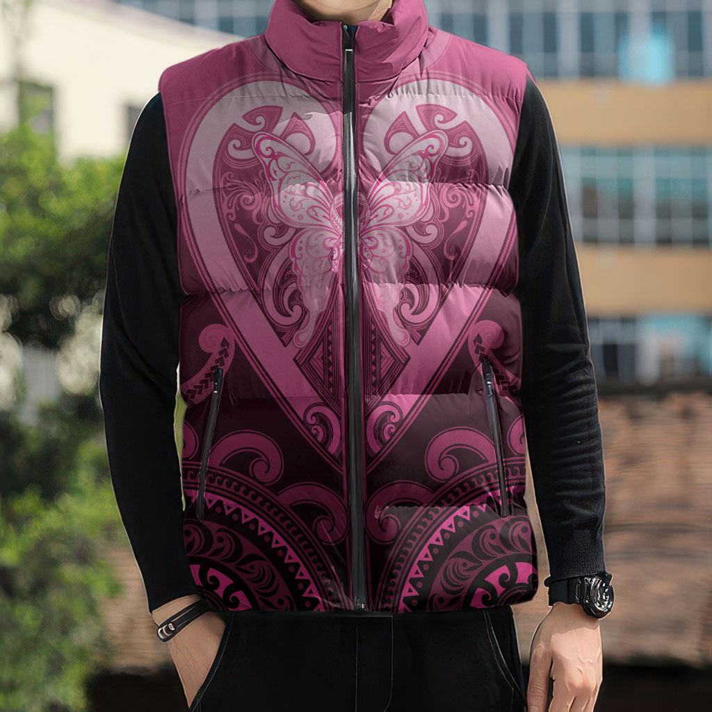 Aotearoa Breast Cancer Sleeveless Puffer Jacket Maori Tribal Pattern LT05 - Polynesian Pride