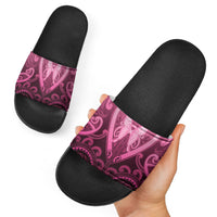 Aotearoa Breast Cancer Slide Sandals Maori Tribal Pattern LT05 - Polynesian Pride