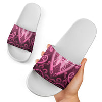 Aotearoa Breast Cancer Slide Sandals Maori Tribal Pattern LT05 - Polynesian Pride