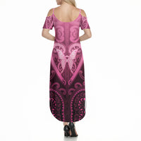 Aotearoa Breast Cancer Summer Maxi Dress Maori Tribal Pattern LT05 - Polynesian Pride