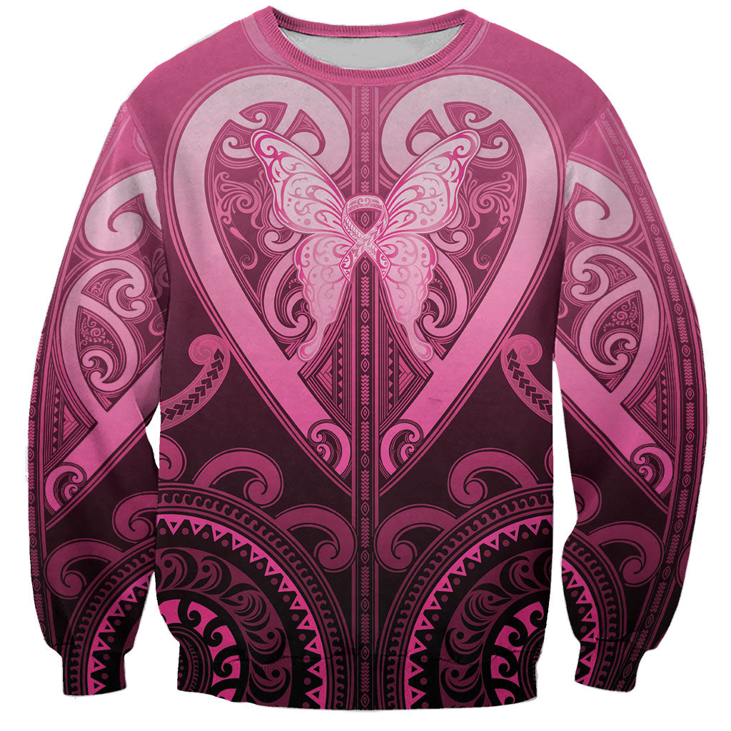 Aotearoa Breast Cancer Sweatshirt Maori Tribal Pattern LT05 Unisex Pink - Polynesian Pride
