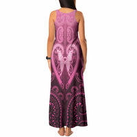 Aotearoa Breast Cancer Tank Maxi Dress Maori Tribal Pattern LT05 - Polynesian Pride