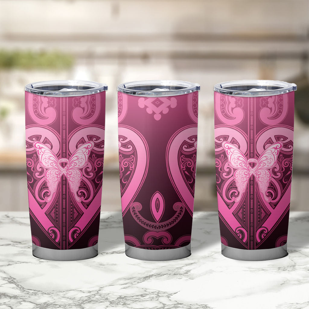 Aotearoa Breast Cancer Tumbler Cup Maori Tribal Pattern LT05 - Polynesian Pride
