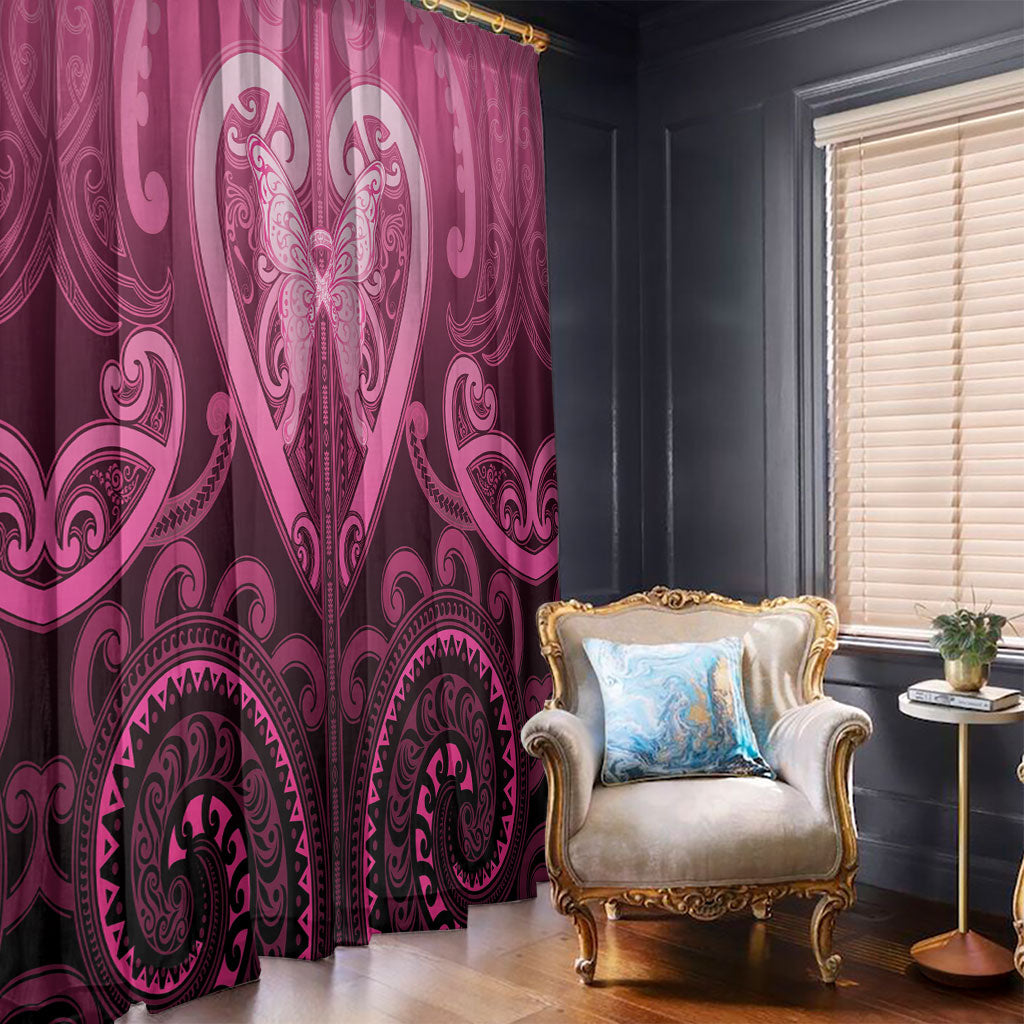 Aotearoa Breast Cancer Window Curtain Maori Tribal Pattern LT05 - Polynesian Pride