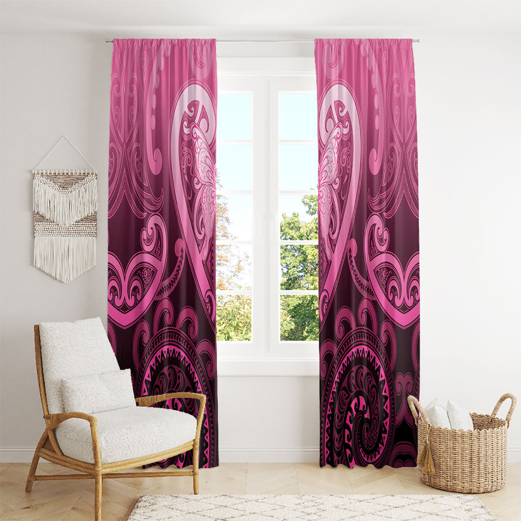 Aotearoa Breast Cancer Window Curtain Maori Tribal Pattern LT05 - Polynesian Pride