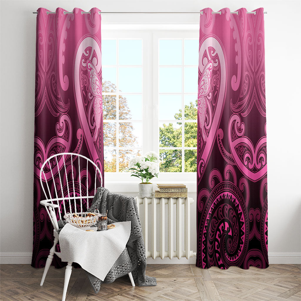 Aotearoa Breast Cancer Window Curtain Maori Tribal Pattern LT05 - Polynesian Pride