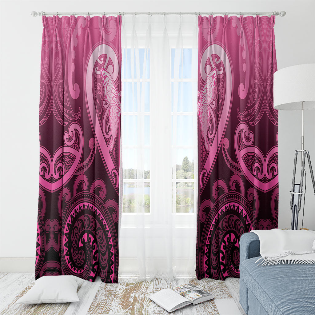 Aotearoa Breast Cancer Window Curtain Maori Tribal Pattern LT05 - Polynesian Pride