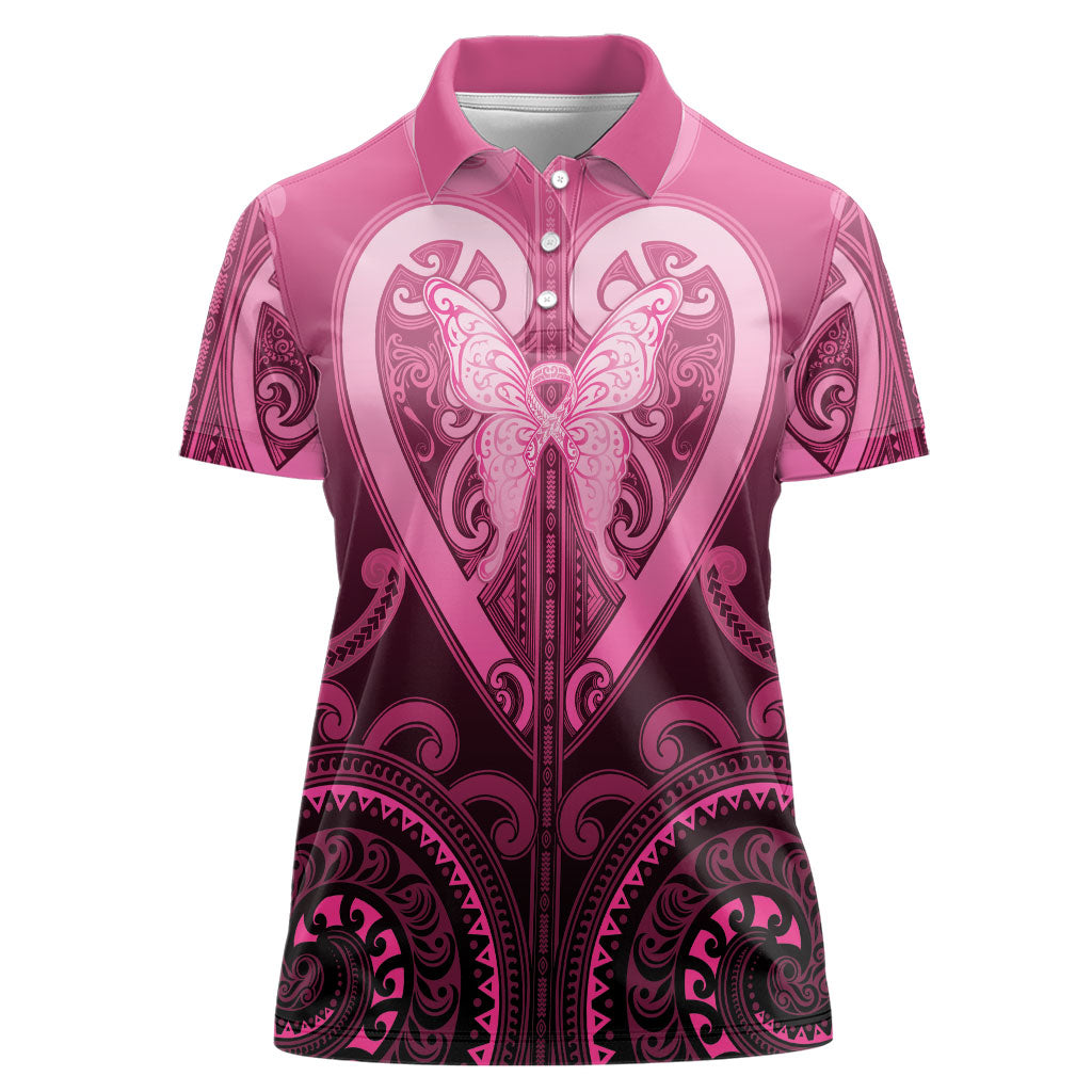 Aotearoa Breast Cancer Women Polo Shirt Maori Tribal Pattern LT05 Female Pink - Polynesian Pride