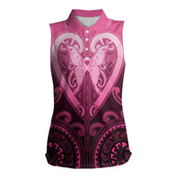 Aotearoa Breast Cancer Women Sleeveless Polo Shirt Maori Tribal Pattern LT05 Female Pink - Polynesian Pride
