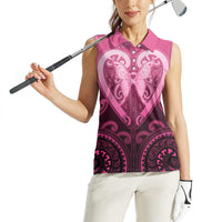 Aotearoa Breast Cancer Women Sleeveless Polo Shirt Maori Tribal Pattern LT05 - Polynesian Pride