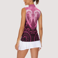 Aotearoa Breast Cancer Women Sleeveless Polo Shirt Maori Tribal Pattern LT05 - Polynesian Pride