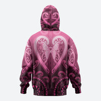 Aotearoa Breast Cancer Zip Hoodie Maori Tribal Pattern LT05 - Polynesian Pride
