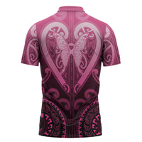Aotearoa Breast Cancer Zipper Polo Shirt Maori Tribal Pattern LT05 - Polynesian Pride
