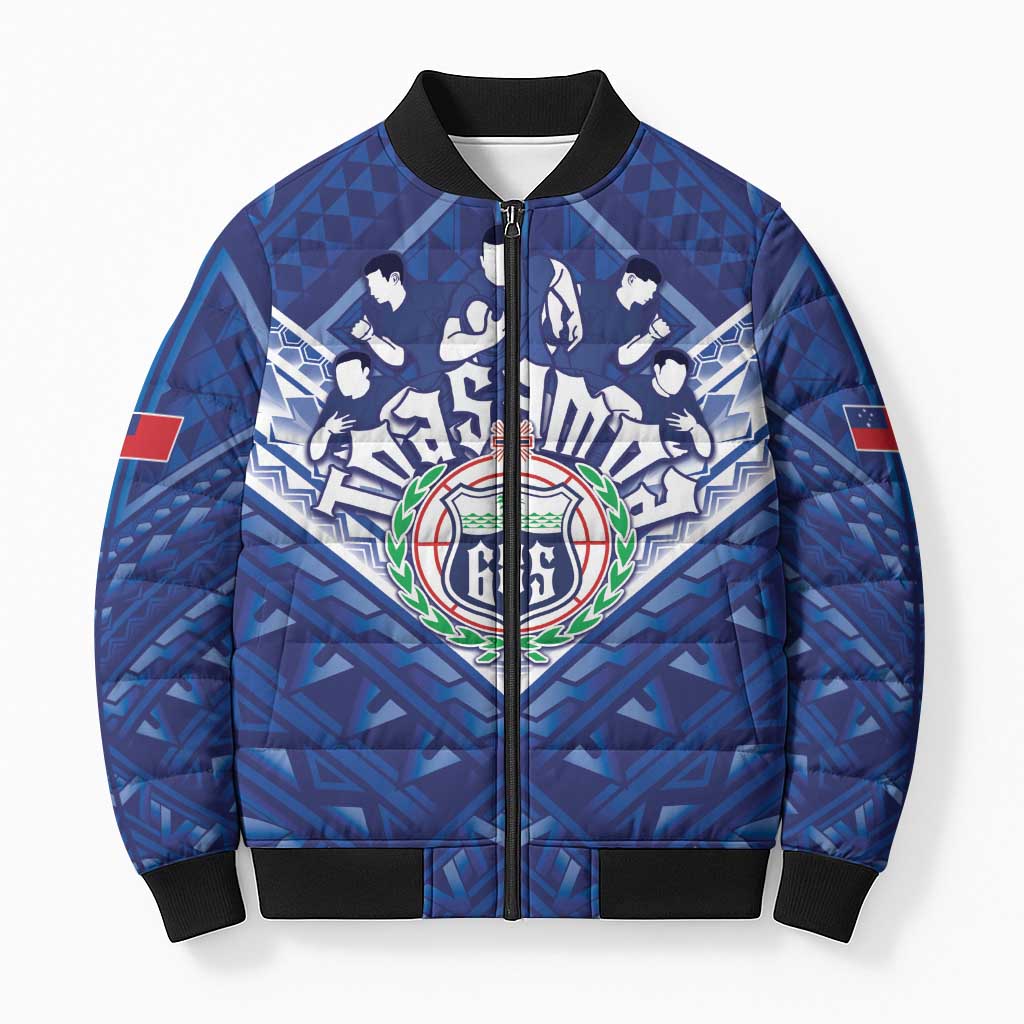 Toa Samoa Rugby Custom Bomber Puffer Jacket Samoan Pride With Tribal Pattern - Polynesian Pride