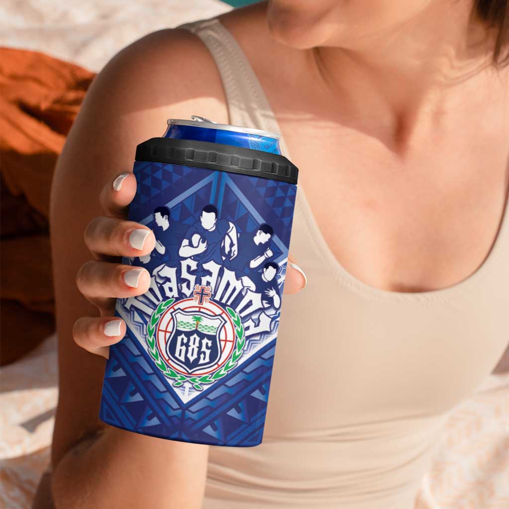 Toa Samoa Rugby Custom 4 in 1 Can Cooler Tumbler Samoan Pride With Tribal Pattern - Polynesian Pride