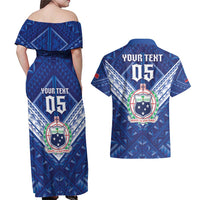 Toa Samoa Rugby Custom Couples Matching Off Shoulder Maxi Dress and Hawaiian Shirt Samoan Pride With Tribal Pattern - Polynesian Pride