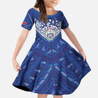 Toa Samoa Rugby Custom Family Matching Off The Shoulder Long Sleeve Dress and Hawaiian Shirt Samoan Pride With Tribal Pattern - Polynesian Pride