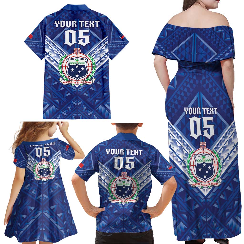 Toa Samoa Rugby Custom Family Matching Off Shoulder Maxi Dress and Hawaiian Shirt Samoan Pride With Tribal Pattern - Polynesian Pride