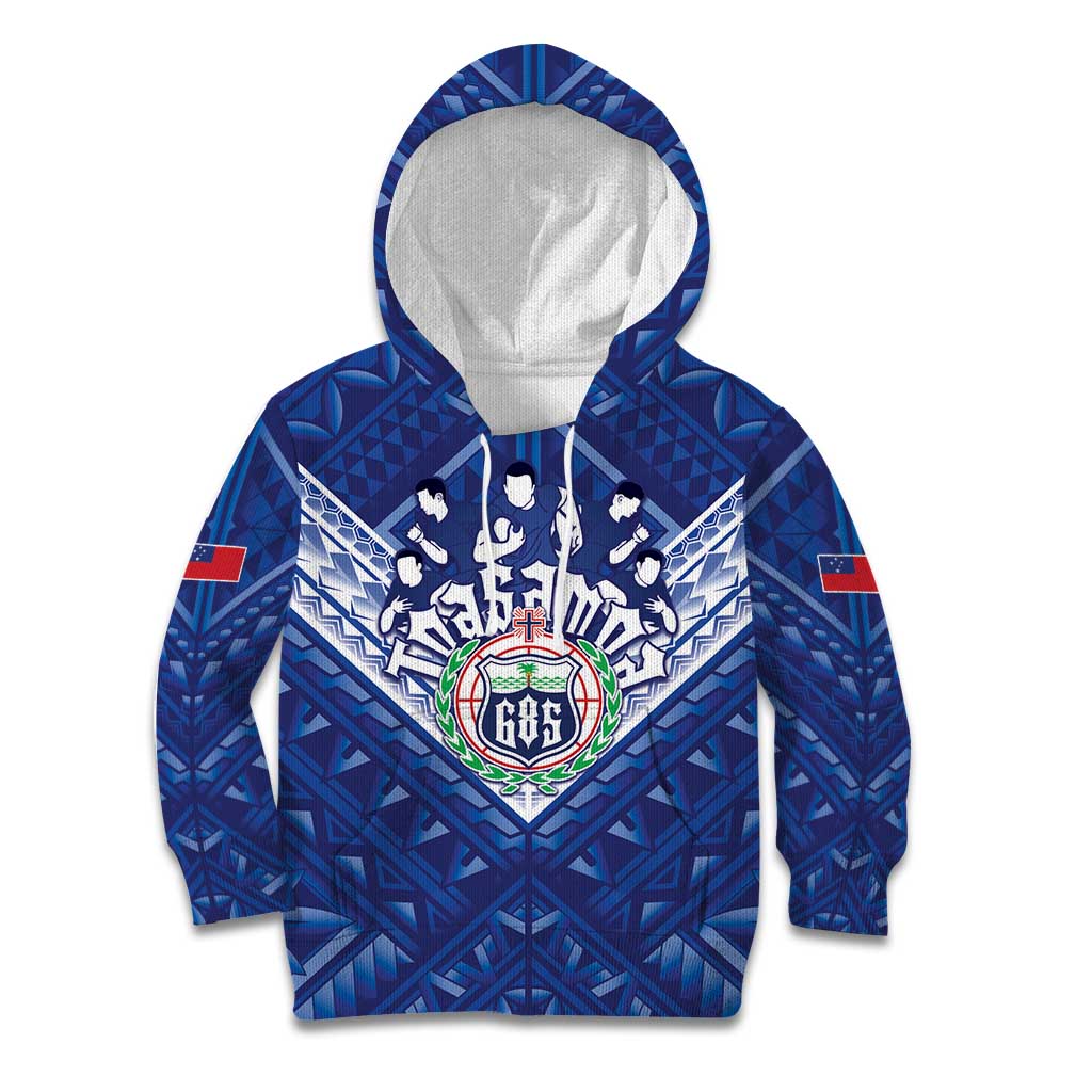 Toa Samoa Rugby Custom Kid Hoodie Samoan Pride With Tribal Pattern - Polynesian Pride